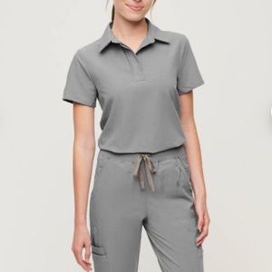 FIGS Womens Set Scrubpolo Top And High Waisted Yola Skinny Scrub Pants